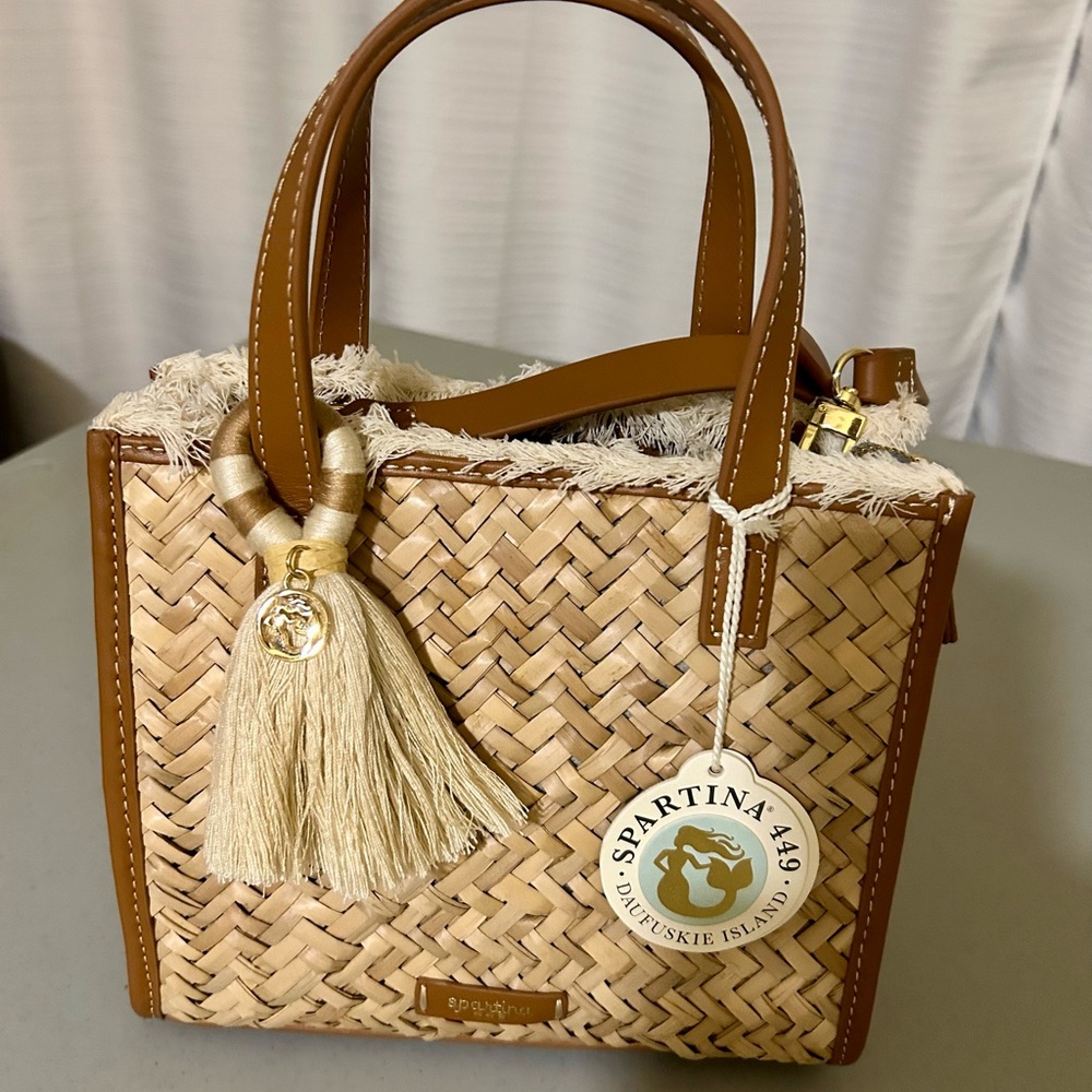 Spartina 449 Tan and Brown Woven Satchel